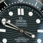 Super Clone Omega Seamaster Diver 300M Co‑Axial Master Chronometer 210.92.44.20.01.001 Black Dial Ceramic 42mm — on leather display