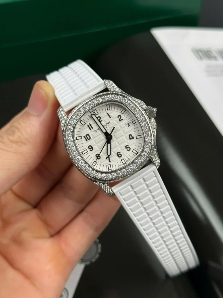 Super Clone Patek Philippe Aquanaut 5067A-011 White full moissanite 35mm – Handcrafted Diamod – Swiss SuperClone