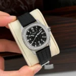 Super Clone Patek Philippe Aquanaut 5067A-025 35.6mm Black Dial Full Moissanite Steel – Customize Diamod