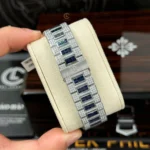 Super Clone Patek Philippe Nautilus 5711/1A 40mm Demi Baugette Blue Full Moissanite HongKong – Customize Diamod