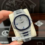 Super Clone Patek Philippe Nautilus 5711/1A 40mm Demi Baugette Blue Full Moissanite HongKong – Customize Diamod