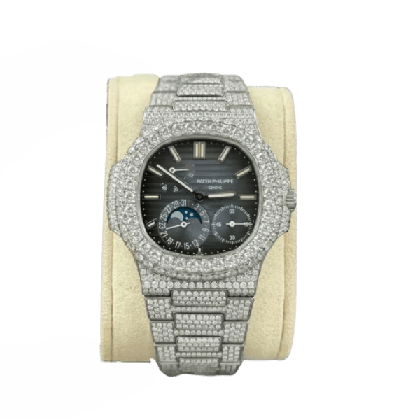 Super Clone Patek Philippe Nautilus 5712/1A 40mm Blue Dial Full Moissanite Hongkong – Customize Diamod – Swiss SuperClone