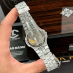 Super Clone Patek Philippe Nautilus 5712/1A 40mm Blue Dial Full Moissanite Hongkong – Customize Diamod – Swiss SuperClone