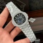 Super Clone Patek Philippe Nautilus 5712/1A 40mm Blue Dial Full Moissanite Hongkong – Customize Diamod – Swiss SuperClone