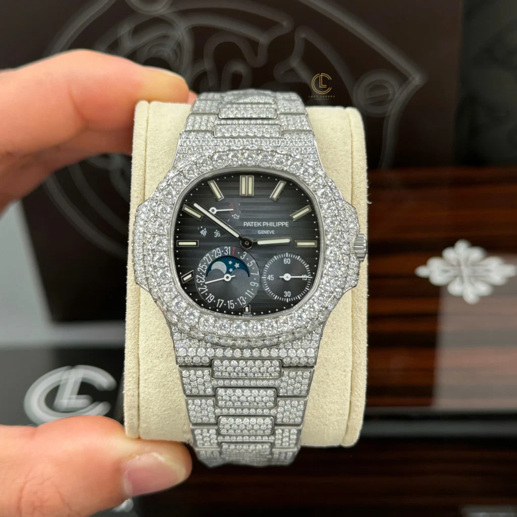 Super Clone Patek Philippe Nautilus 5712/1A 40mm Blue Dial Full Moissanite Hongkong – Customize Diamod – Swiss SuperClone