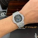 Super Clone Patek Philippe Nautilus 5712/1A 40mm Blue Dial Full Moissanite Hongkong – Customize Diamod – Swiss SuperClone