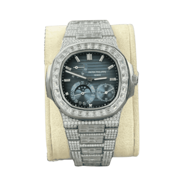Super Clone Patek Philippe Nautilus 5712/1A 40mm Custom Full Moissanite Baguette HongKong – Customize Diamod – Swiss SuperClone