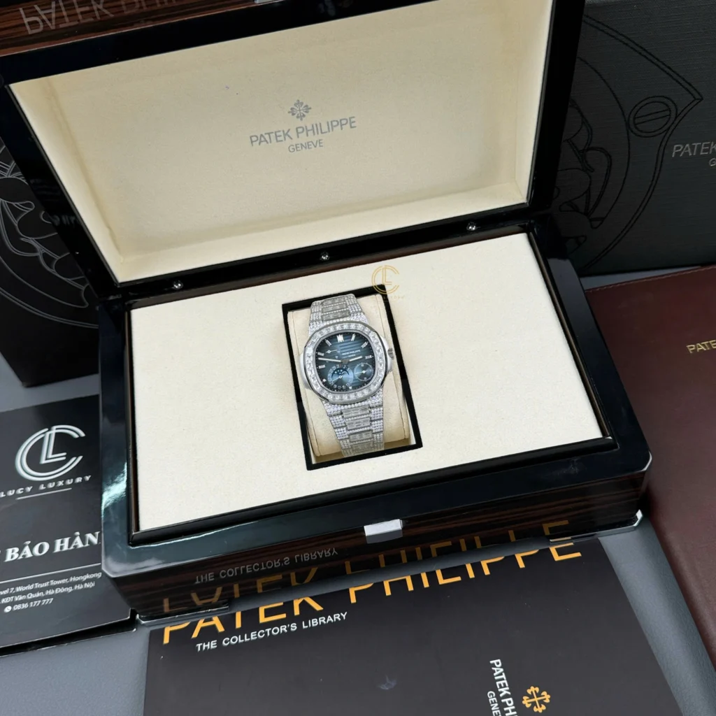 Super Clone Patek Philippe Nautilus 5712/1A 40mm Custom Full Moissanite Baguette HongKong – Customize Diamod – Swiss SuperClone