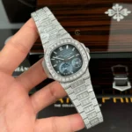 Super Clone Patek Philippe Nautilus 5712/1A 40mm Custom Full Moissanite Baguette HongKong – Customize Diamod – Swiss SuperClone