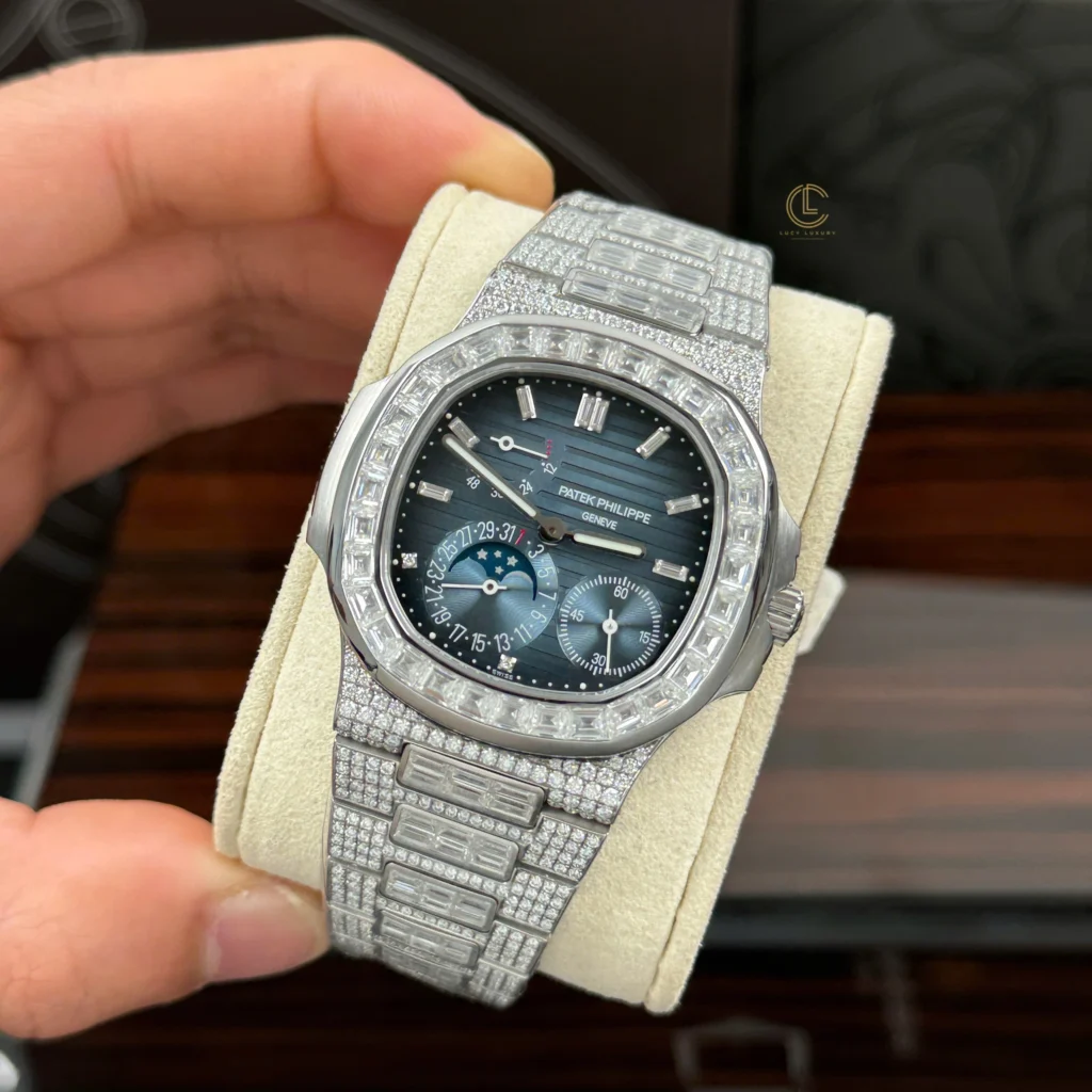 Super Clone Patek Philippe Nautilus 5712/1A 40mm Custom Full Moissanite Baguette HongKong – Customize Diamod – Swiss SuperClone