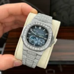 Super Clone Patek Philippe Nautilus 5712/1A 40mm Custom Full Moissanite Baguette HongKong – Customize Diamod – Swiss SuperClone