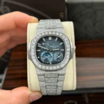Super Clone Patek Philippe Nautilus 5712/1A 40mm Custom Full Moissanite Baguette HongKong – Customize Diamod – Swiss SuperClone