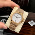 Super Clone Patek Philippe Nautilus 7118/1R-001 35.2mm White Dial Rose Gold