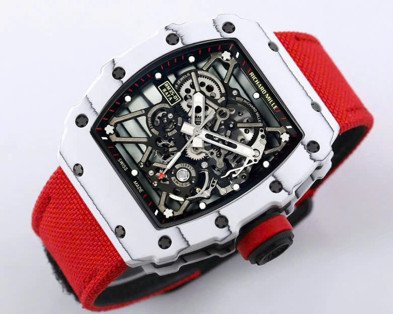 Super Clone Richard Mille RM 35-01 Richard Mille Rafa Cacbon NTPT Red Strap 42mm