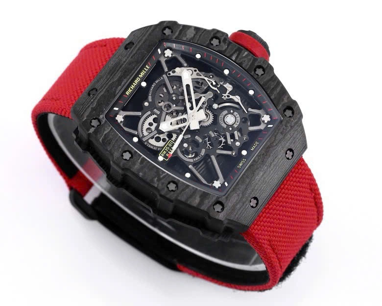 Super Clone Richard Mille RM 35-01 Richard Mille Rafa Cacbon NTPT White Strap 42mm