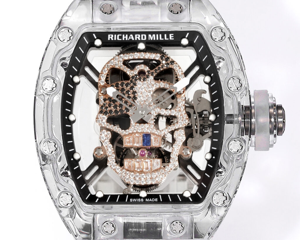 Super Clone Richard Mille RM 52-01 Transparent Skull Tourbillon Rubber Strap — bracelet detail