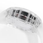 Super Clone Richard Mille RM 52-01 Transparent Skull Tourbillon Rubber Strap — on leather display