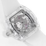 Super Clone Richard Mille RM 52-01 Transparent Skull Tourbillon Rubber Strap — movement / caseback view