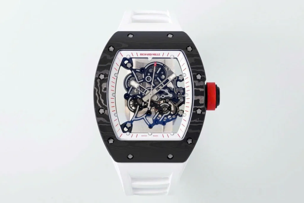 Super Clone Richard Mille RM 55 Richard Mille White 42mm Carbon Modify — dial close-up