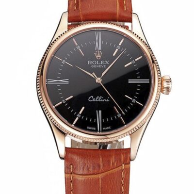 Super Clone Rolex Cellini Black Dial REP016794