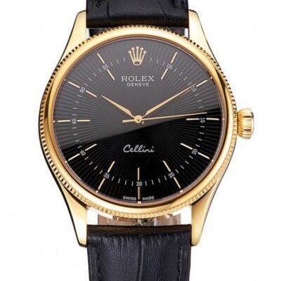 Super Clone Rolex Cellini Black Dial REP016803
