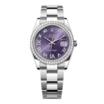 Super Clone Rolex Datejust Aubergine Roman Diamond Dial 126284RBR-0014 36 mm