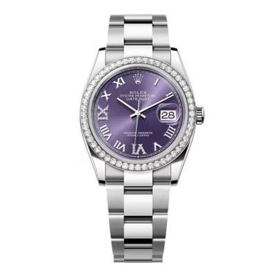 Super Clone Rolex Datejust Aubergine Roman Diamond Dial 126284RBR-0014 36 mm