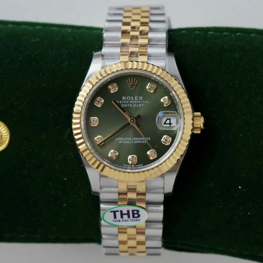 Super Clone Rolex Datejust Olive Green Diamond Dial 278273-0030 31 mm