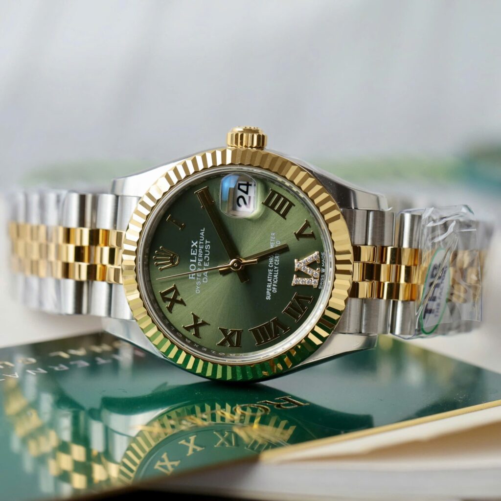 Super Clone Rolex Datejust Olive Green Roman Diamond Dial 126233-0025 36 mm