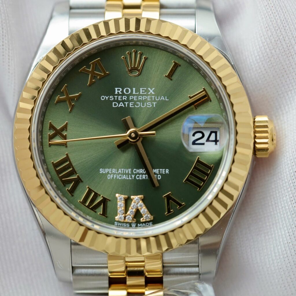 Super Clone Rolex Datejust Olive Green Roman Diamond Dial 126233-0025 36 mm