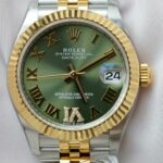 Super Clone Rolex Datejust Olive Green Roman Diamond Dial 126233-0025 36 mm