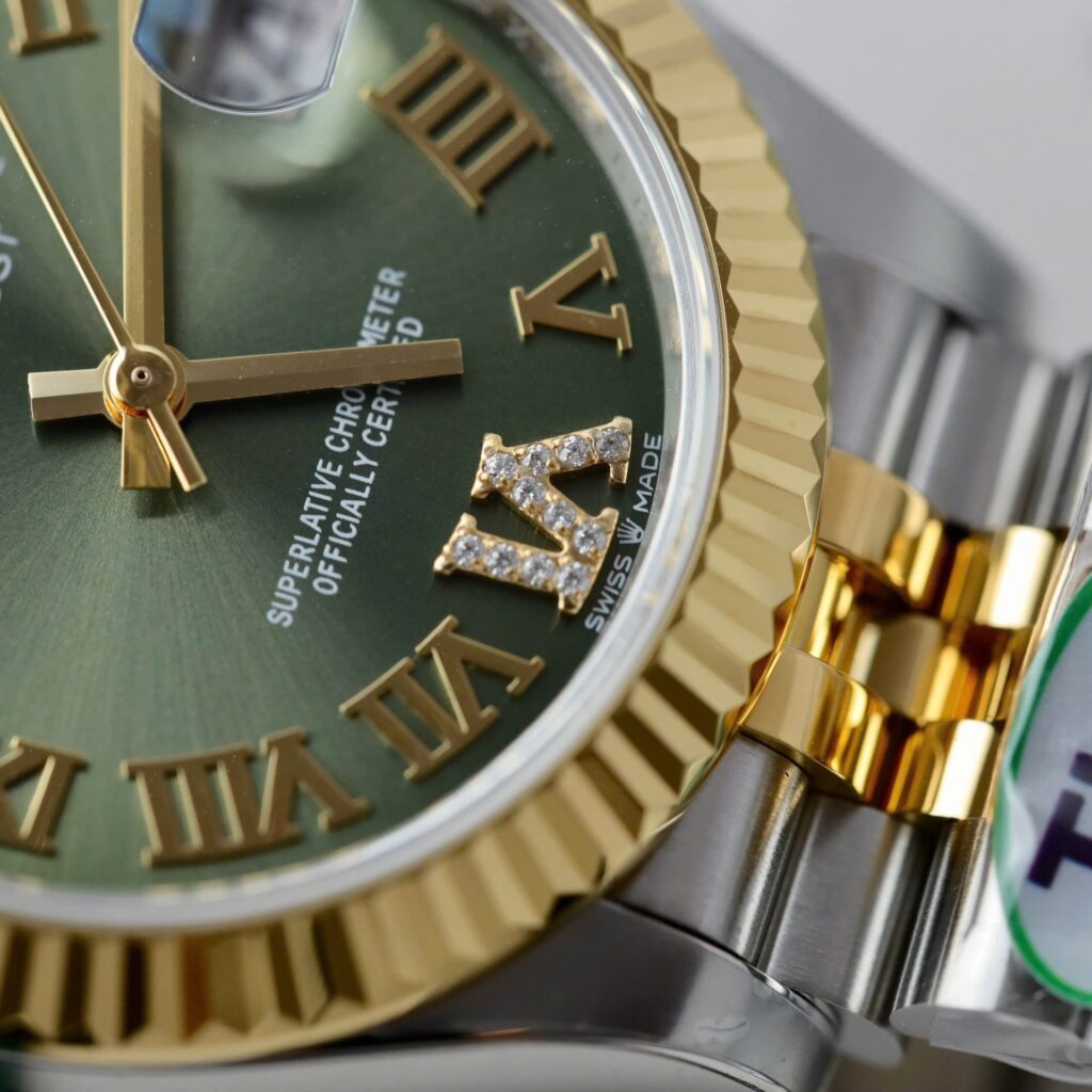 Super Clone Rolex Datejust Olive Green Roman Diamond Dial 126233-0025 36 mm