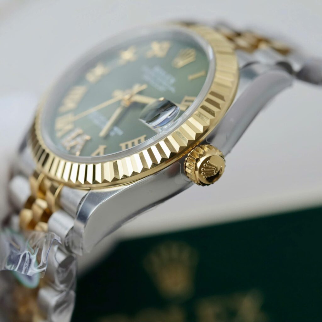Super Clone Rolex Datejust Olive Green Roman Diamond Dial 126233-0025 36 mm