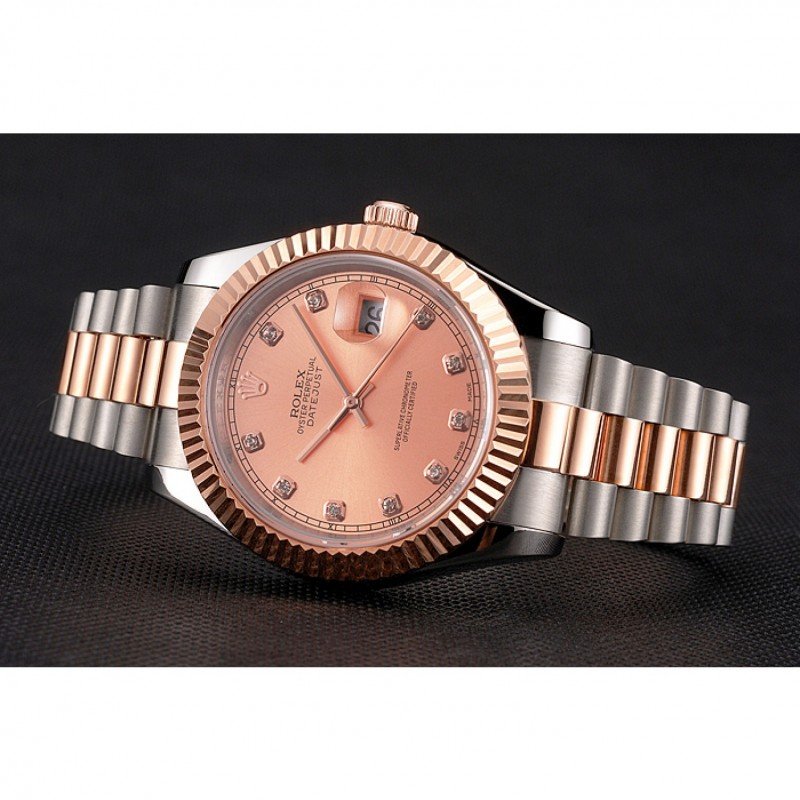Super Clone Rolex Datejust Rose-Gold Dial REP016816 41 mm — side profile