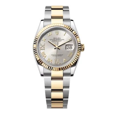 Super Clone Rolex Datejust Silver Roman Diamond Dial 126233-0032 36 mm