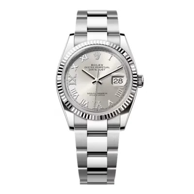 Super Clone Rolex Datejust Silver Roman Diamond Dial 126234-0030 36 mm