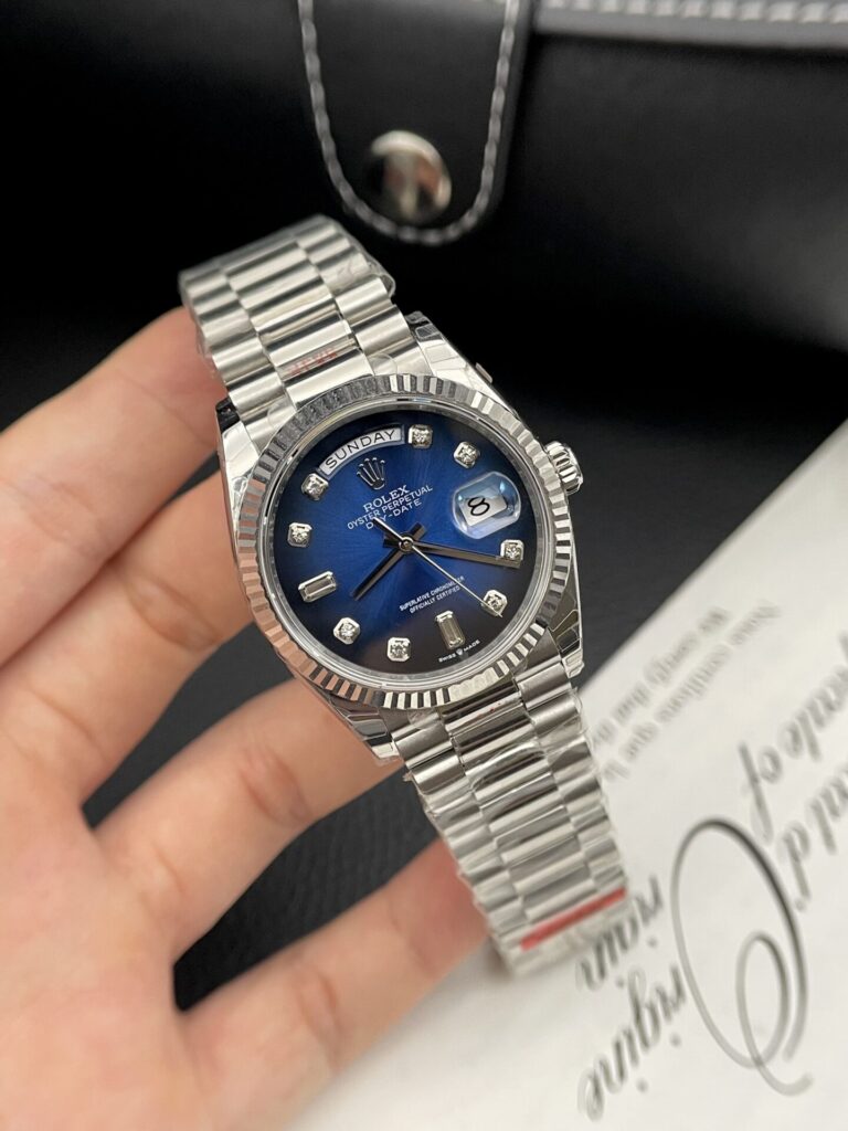 Super Clone Rolex Day-Date Blue Ombré Diamond Dial 128236-0005 36 mm – Swiss SuperClone