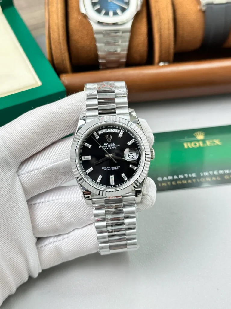 Super Clone Rolex Day-Date Bright Black Dial 228236-0003 40 mm – Swiss SuperClone