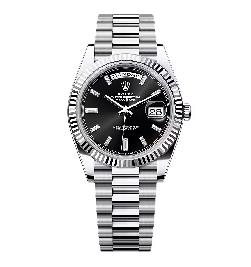 Super Clone Rolex Day-Date Bright Black Diamond Dial 228236-0004 40 mm – Swiss SuperClone