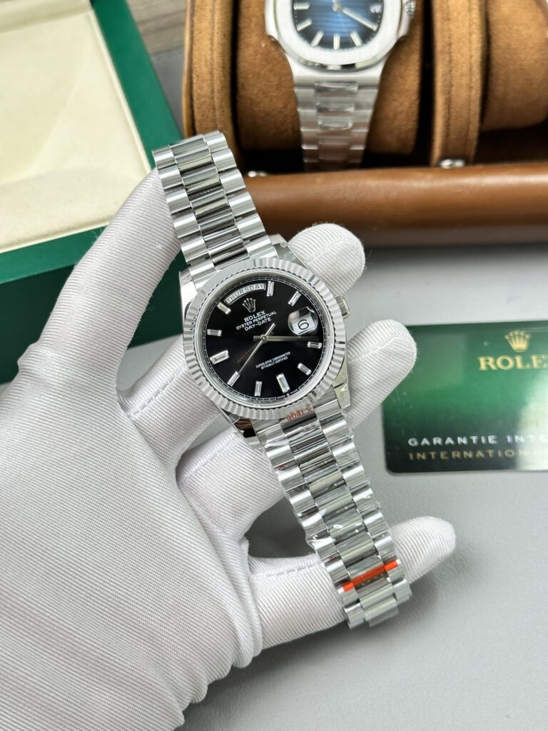 Super Clone Rolex Day-Date Bright Black Diamond Dial 228236-0004 40 mm – Swiss SuperClone