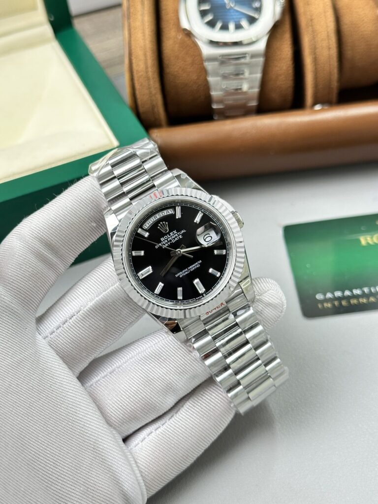 Super Clone Rolex Day-Date Bright Black Diamond Dial 228236-0004 40 mm – Swiss SuperClone