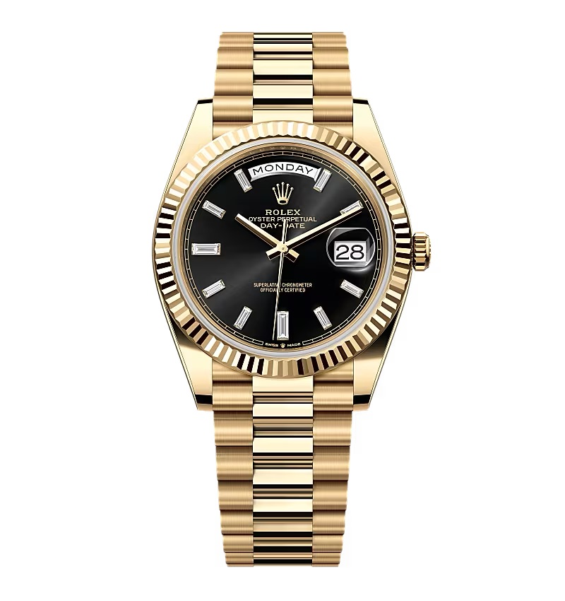Super Clone Rolex Day-Date Bright Black Diamond Dial 228238-0004 40 mm – Swiss SuperClone