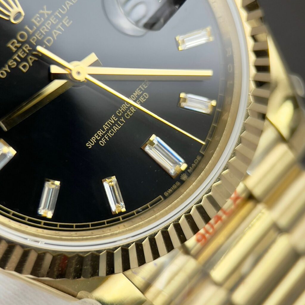 Super Clone Rolex Day-Date Bright Black Diamond Dial 228238-0004 40 mm – Swiss SuperClone