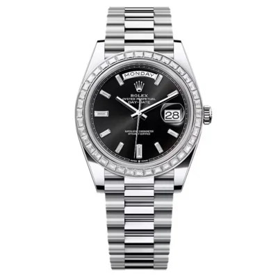 Super Clone Rolex Day-Date Bright Black Diamond Dial 228396tbr-0012 40 mm