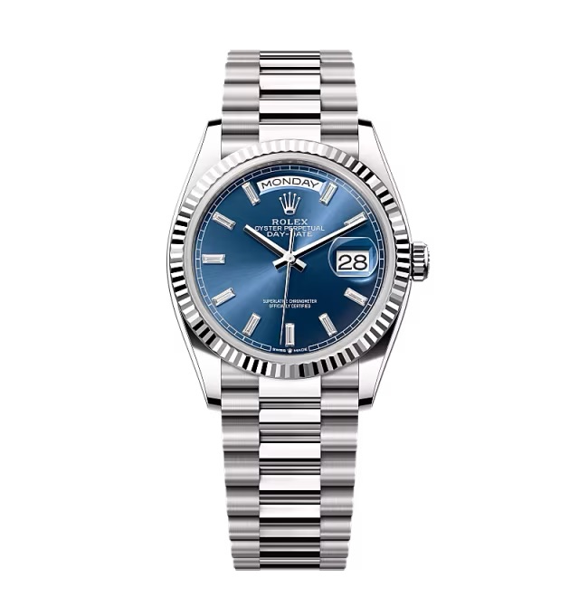 Super Clone Rolex Day-Date Bright Blue Diamond Dial 128239-0069 36 mm – Swiss SuperClone