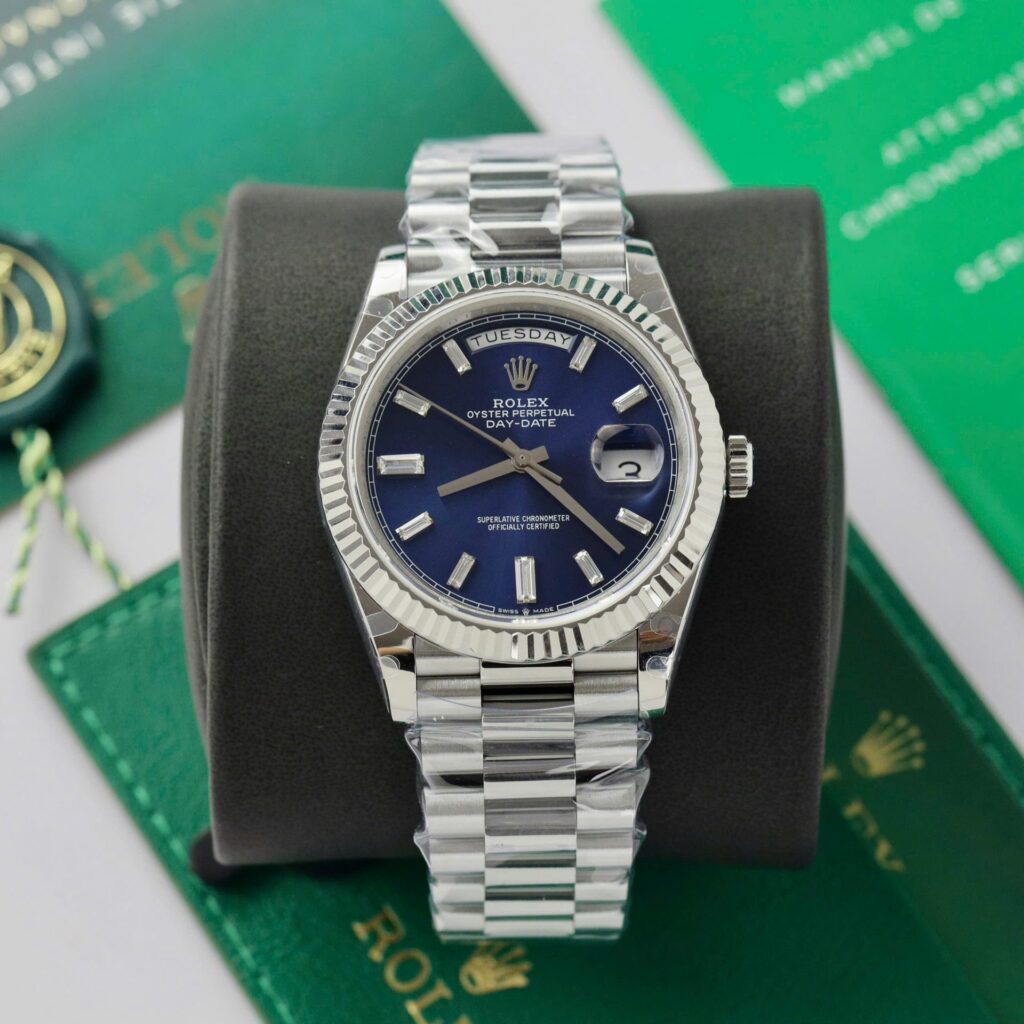 Super Clone Rolex Day-Date Bright Blue Diamond Dial 128239-0069 36 mm – Swiss SuperClone