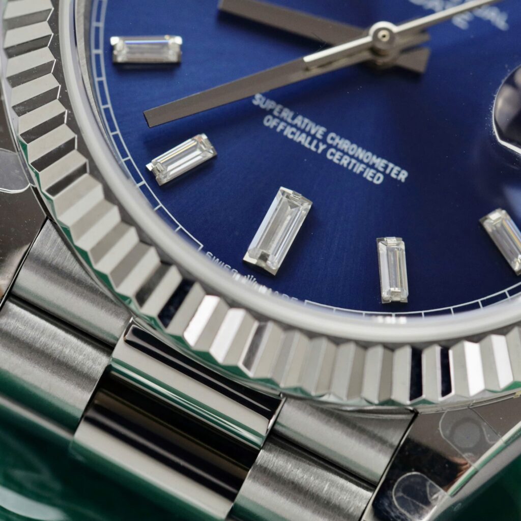 Super Clone Rolex Day-Date Bright Blue Diamond Dial 128239-0069 36 mm – Swiss SuperClone