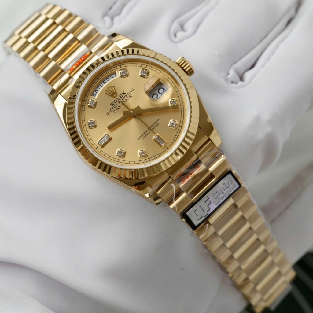 Super Clone Rolex Day-Date Champagne Diamond Dial 128238-0008 36 mm – Swiss SuperClone