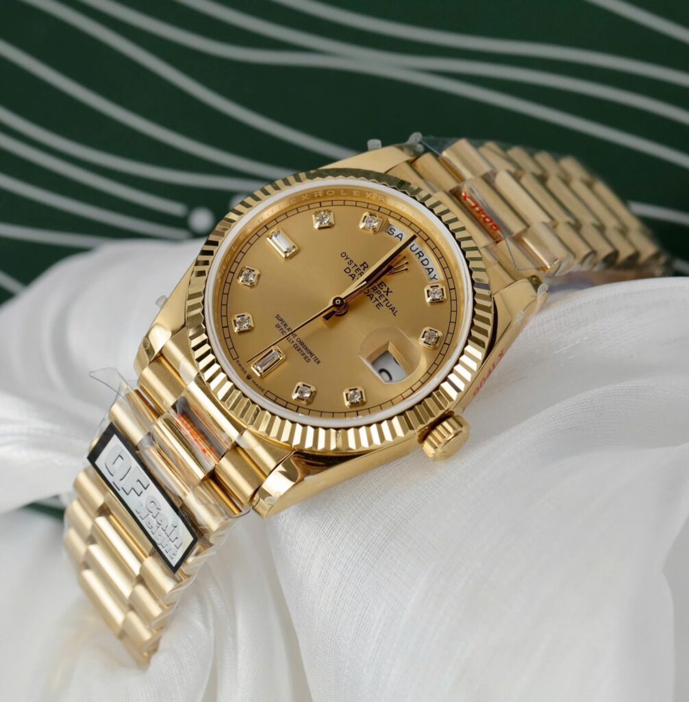 Super Clone Rolex Day-Date Champagne Diamond Dial 128238-0008 36 mm – Swiss SuperClone