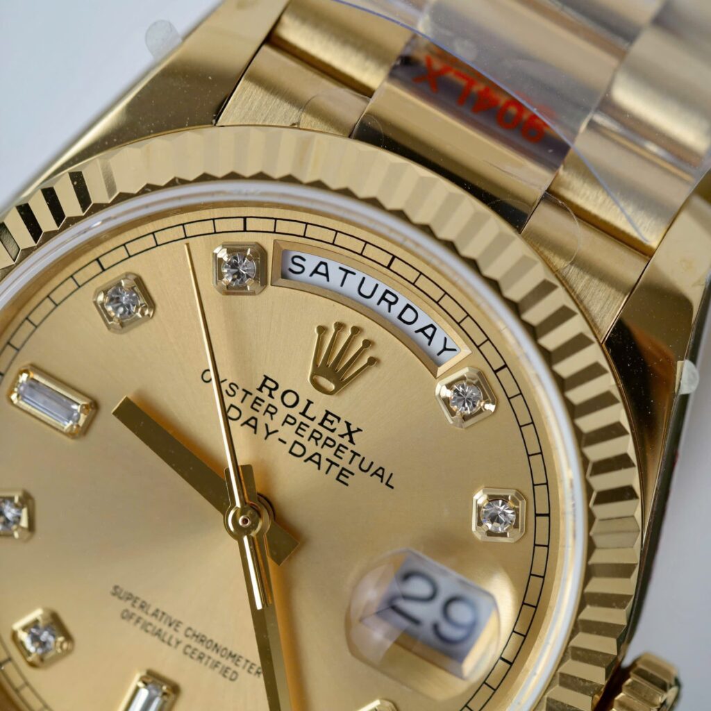 Super Clone Rolex Day-Date Champagne Diamond Dial 128238-0008 36 mm – Swiss SuperClone